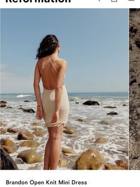 Reformation Open Knit Mini Dress in Cream